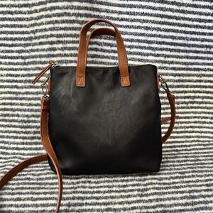 Antik Kraft‎ Bree Crossbody Tote Bag Convertible Vegan Leather Black